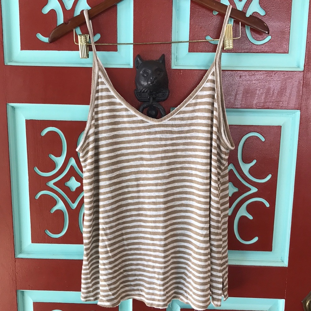 Tan & Cream Striped Loose Tank Top Forever21 sz XL